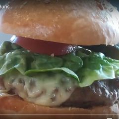 Sesame seed burger baps A picture of Sesame seed burger baps.