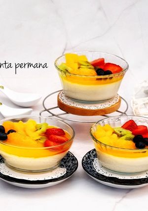 Foto resep Puding susu topping buah