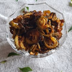 A picture of Bittergourd Fry/ Karela Fry.