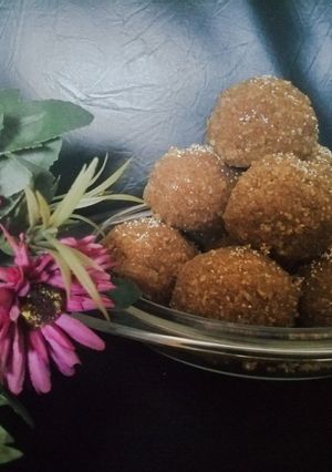 A picture of Whole wheat flour and jaggery's churma Laddu.