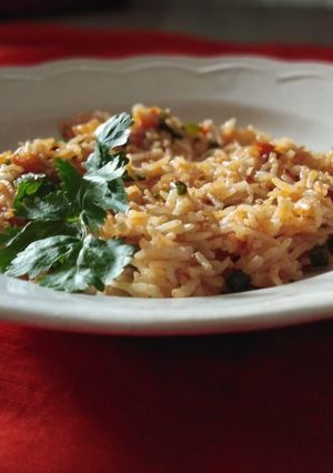 A picture of Chilli garlic masala rice.