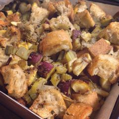A picture of Sweet Potato and Chestnut Stuffing / Dressing.