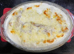 Una foto de Brótola a la Crema de Roquefort