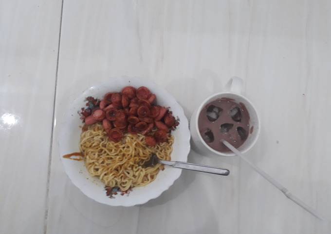 Resep Mie kuah kari + susu coklat Resep Mie kuah kari + susu coklat