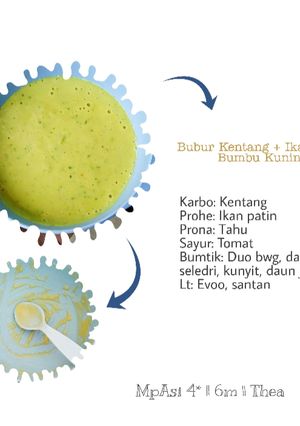 Foto resep Mpasi 4* 6m (Bubur kentang + ikan patin bumbu kuning)