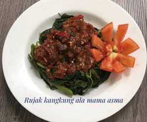 Cara Menyajikan Rujak kangkung asem pedes seger Nikmat Lezat