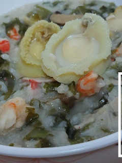 A picture of 海鲜鲍鱼粥【Seafood Abalone Porridge】味道鲜美,吃了包过瘾!.