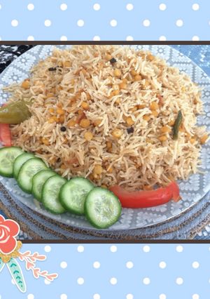 A picture of Chanay ki daal ka pulao(qabuli) Bengal gram Rice pilaf.