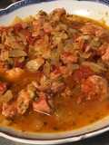 Araignée de porc marinée thym,citron et poivre vert frais & sautée tomates et oignon