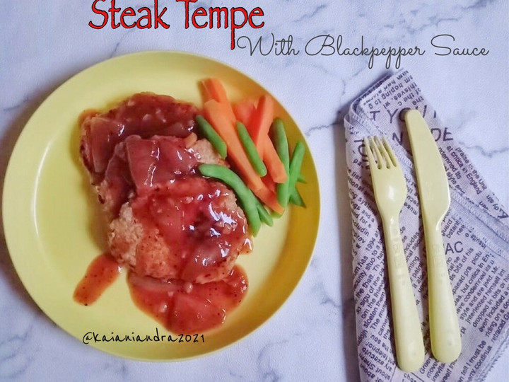 Langkah Mudah untuk Menyiapkan Steak Tempe with Blackpepper Sauce, Lezat Sekali