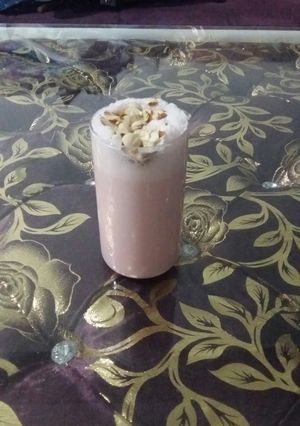 A picture of Badam rose milk.
