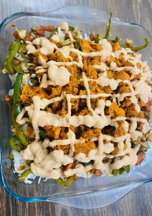 A picture of Chicken BBQ rice.