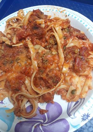 A picture of Baked Cheesy Fettuccine.