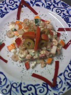 Una foto de Ensalada templada de gambas