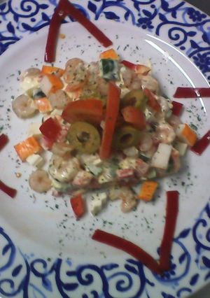 Una foto de Ensalada templada de gambas