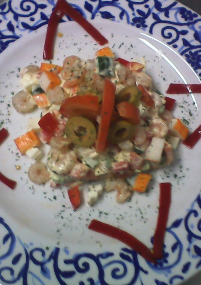 Una foto de Ensalada templada de gambas