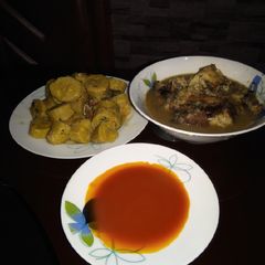 A picture of Ukodo (unripe plantain Peppersoup.