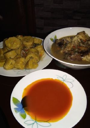 A picture of Ukodo (unripe plantain Peppersoup.