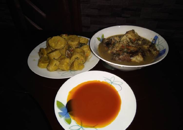 Ukodo (unripe plantain Peppersoup