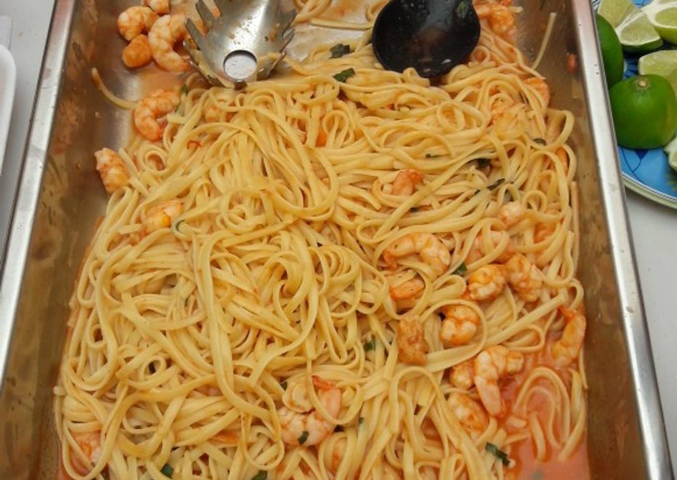 Espagueti con camarones