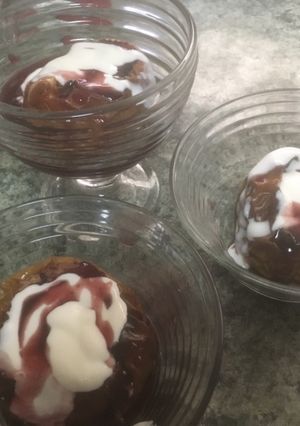Una foto de Manzanas asadas al vino tinto