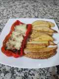 Pimientos rellenos c/papas rústicas 🌶️🫑