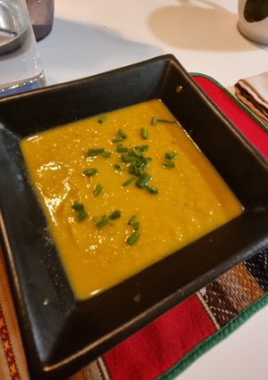 Una foto de Crema de zanahoria y champiñón
