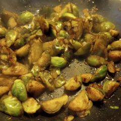 A picture of Fried Balsamic Brussel Sprouts.