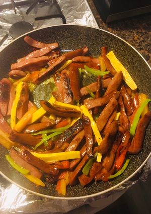 Una foto de Sausage fajita style