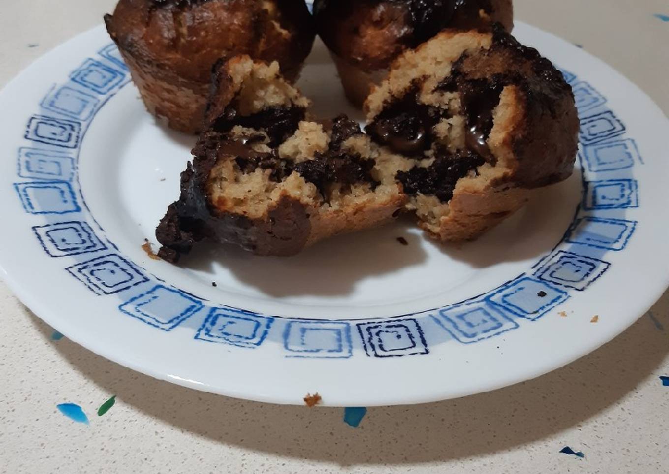 Muffins avena relleno choco fit