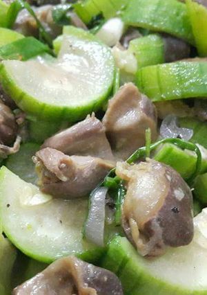 Hình của món Mướp xào lòng gà.