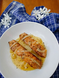 Foto resep Salmon Grill with Honey Lemon Butter Sauce