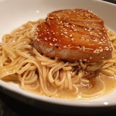 A picture of Teriyaki tuna noodles.