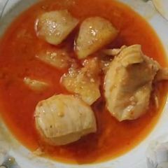 A picture of "Chicken Aalu ka salan".