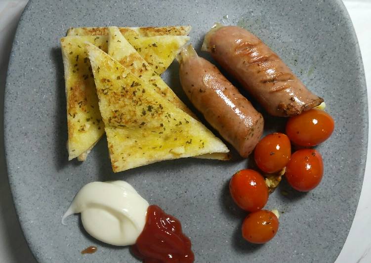 Resep Garlic Bread &amp; Grilled Sausage Anti Gagal