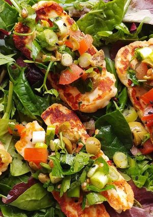 A picture of Grilled Halloumi Bruschetta ❤️.