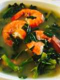 Canh chua tôm, rau muống Nhật