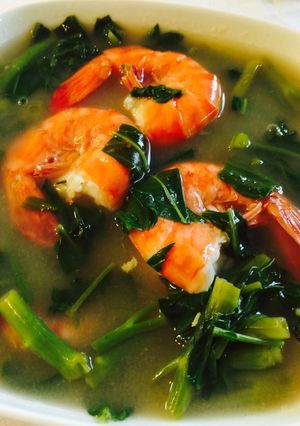 Hình của món Canh chua tôm, rau muống Nhật.