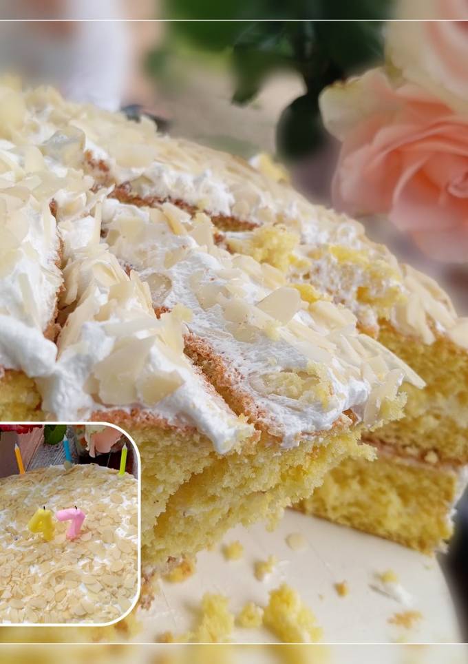Бісквітний торт з сметанно-масляним і білковим кремом 🎂