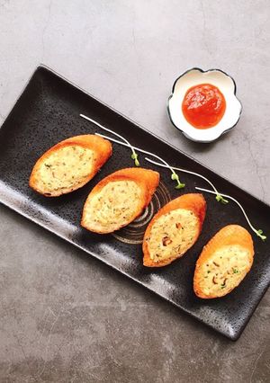 Hình của món Bánh mỳ nhồi nấm đậu chiên giòn.