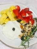 Yogurt y Frutas con Granola o cereal Casero Sin Azúcar ! 🍓🍍