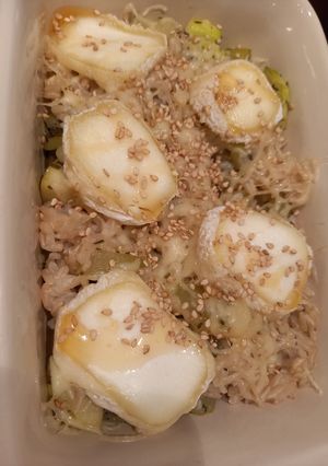 Une photo de Gratin de courgettes chèvre miel