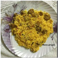 Soya vadi pulav A picture of Soya vadi pulav.