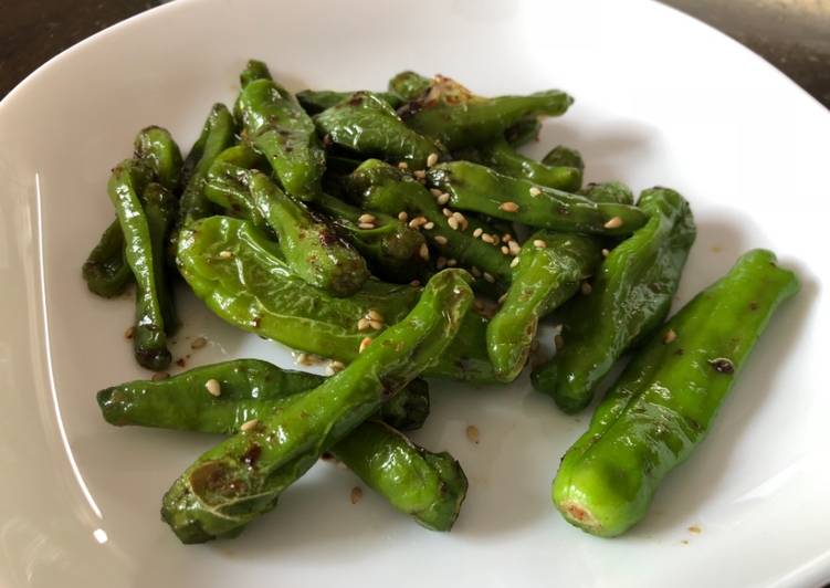 Japanese small green pepper fry with butter