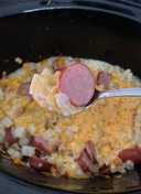 Slow Cooker Cheesy Kielbasa Hashbrown Casserole