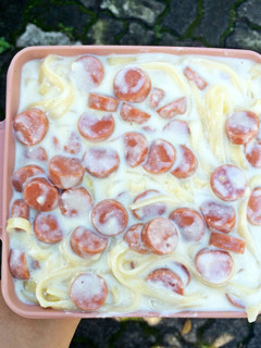Foto resep Sausages fettuccine carbonara