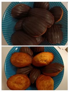 Une photo de Madeleines sans sucre et sans beurre à la farine complète et aux