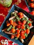 Pasta integral con pesto de anacardos y cherrys