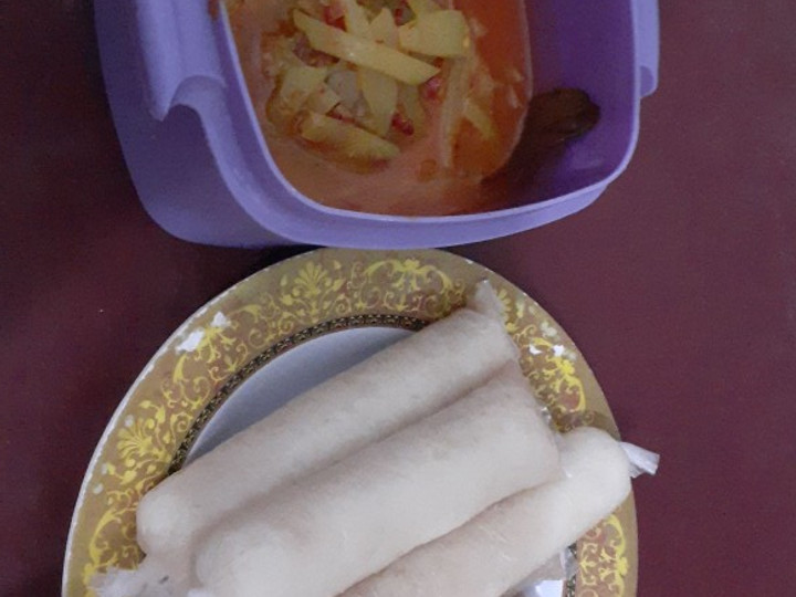 Resep Lontong nasi + Sayur pepaya, Bisa Manjain Lidah