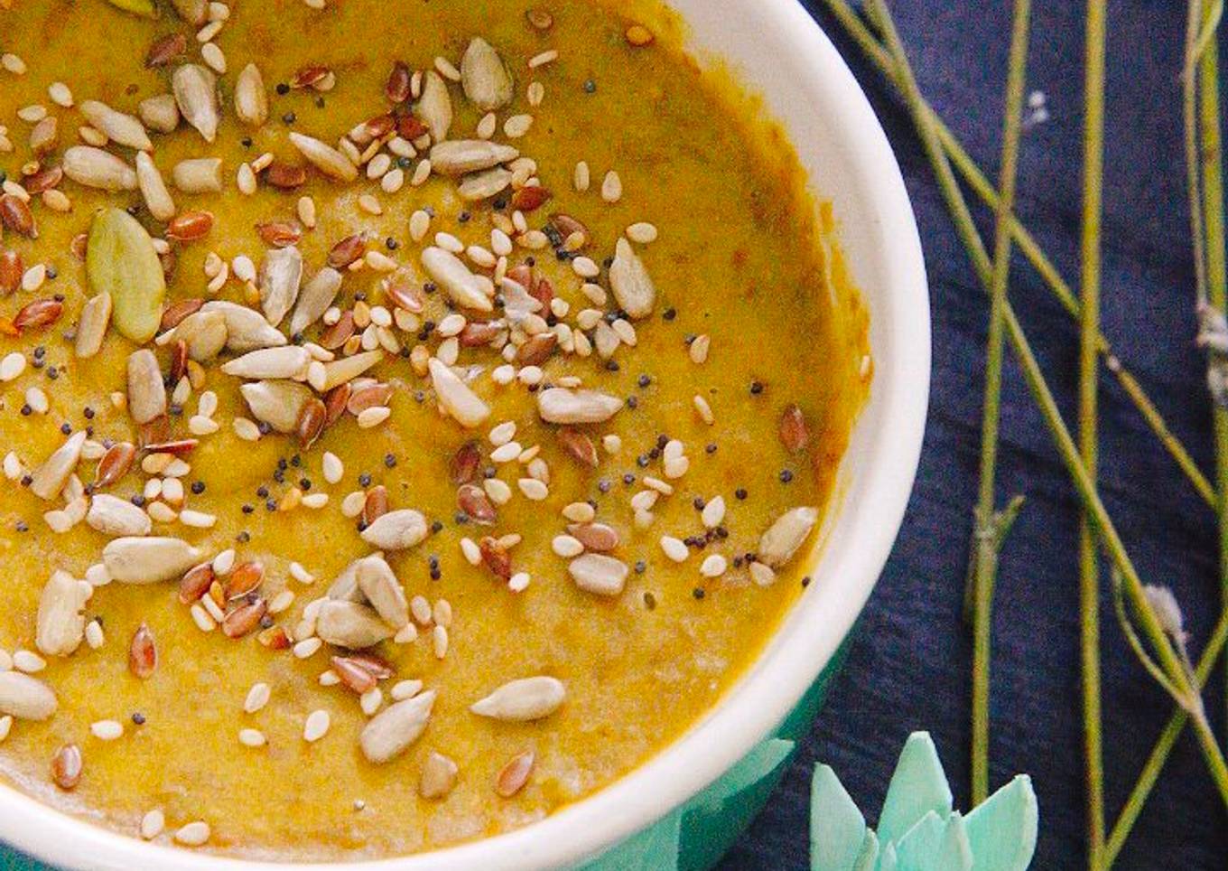 Crema de lentejas rojas al curry